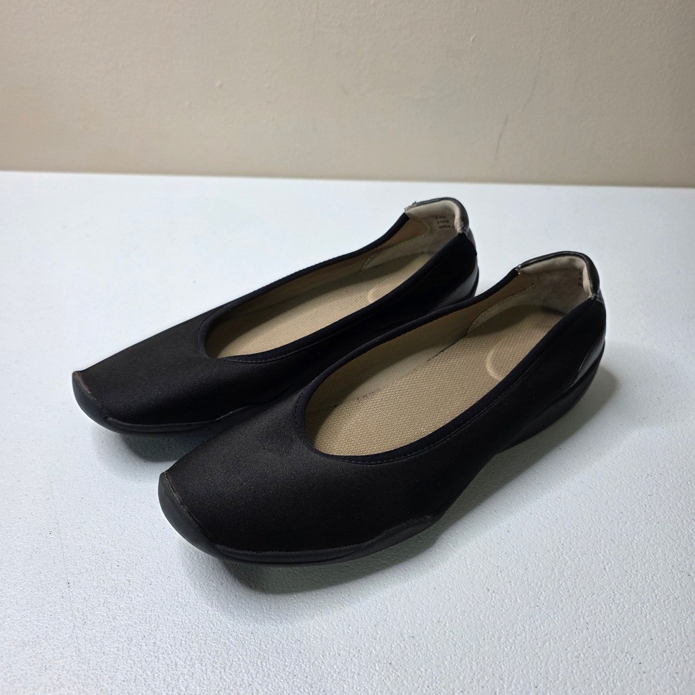 Stretchies Ballet Flats Womens 9.5M Black Comfort Slip On 57602 Comfort Casual